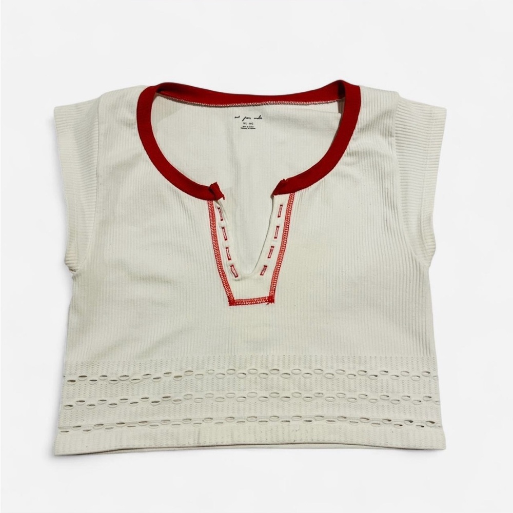 Cream Top with Red Trim